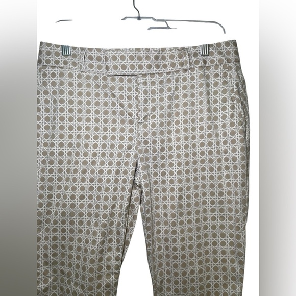 Banana Republic Brown Lattice Print Slim Fit Ankle Pants Size 4 Cotton - Picture 6 of 7
